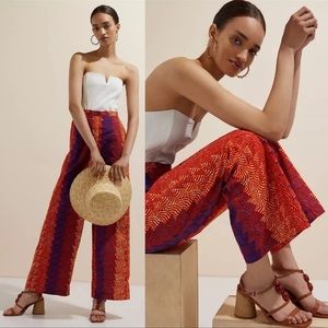 NWOT Anthropologie SIKA Abstract Wide Leg PRINTED Trousers, Size 10